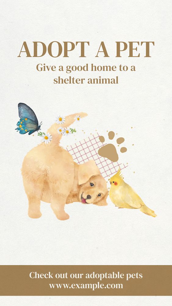 Pet adoption Instagram story template, editable design