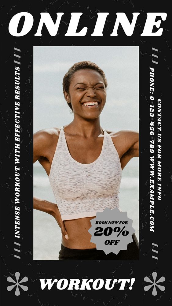 Online workout Instagram story template, editable social media design