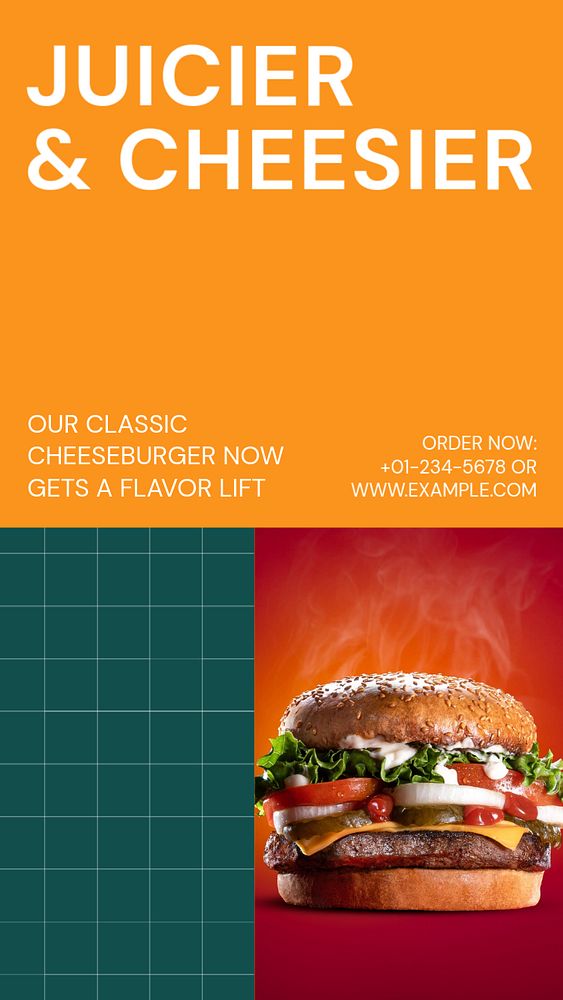 Cheeseburger shop Instagram story template, editable social media design