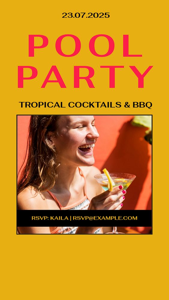 Pool party Instagram story template, editable social media design