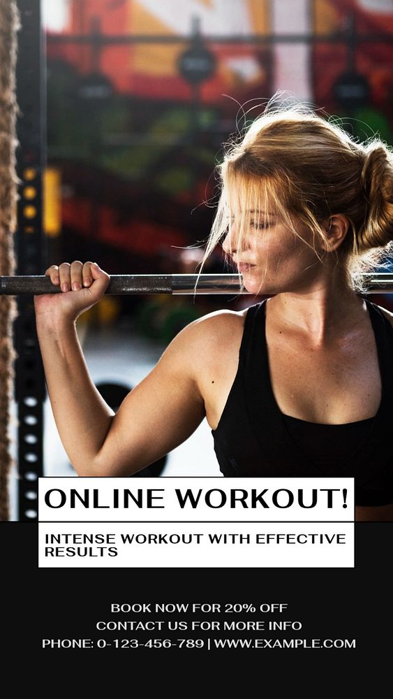 Online workout Instagram story template, editable social media design