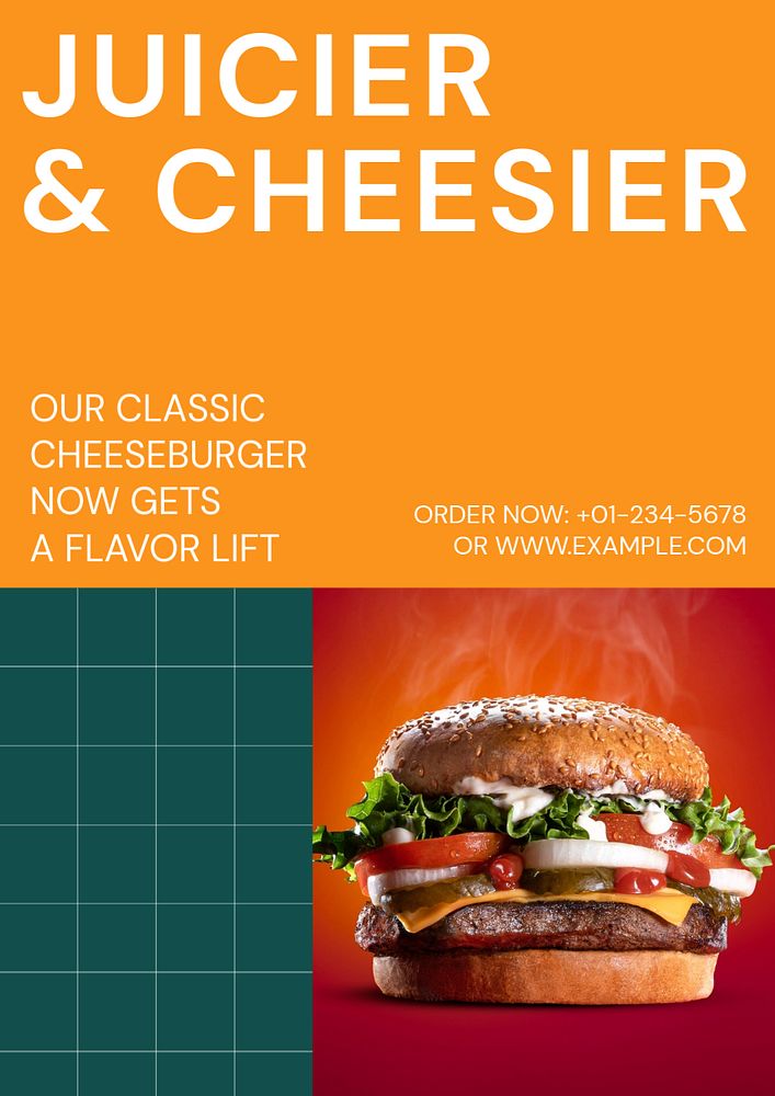 Cheeseburger shop poster template, customizable design