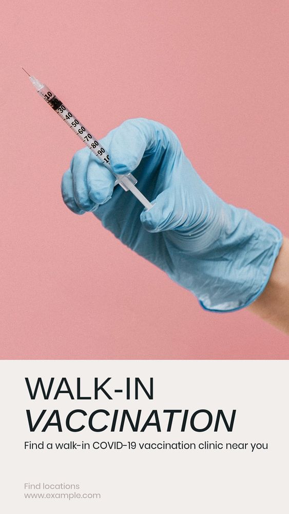 Walk-in vaccination Instagram story template, editable social media design