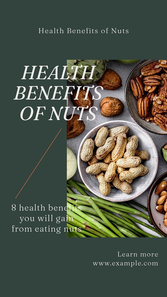 Nut health benefits Instagram story template, editable social media design