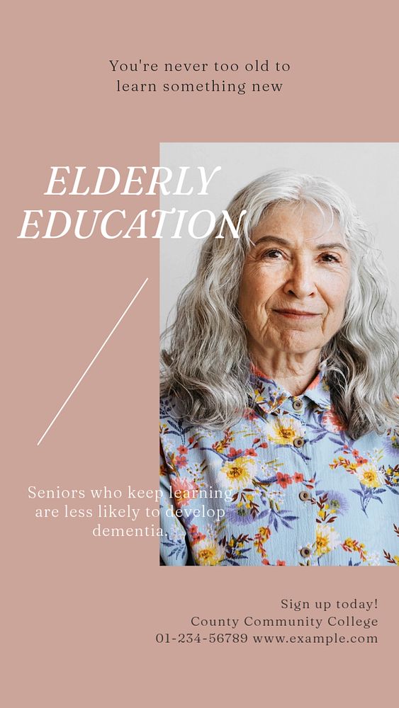 Elderly education Instagram story template, editable social media design