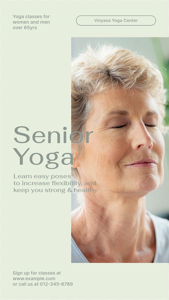 Senior yoga Instagram story template, editable social media design