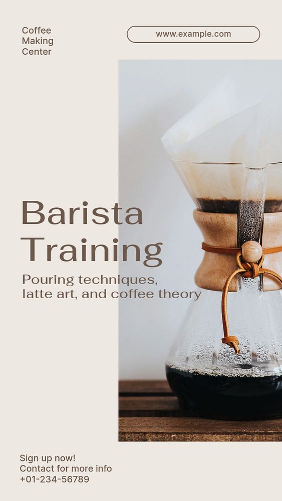 Barista training Instagram story template, editable social media design