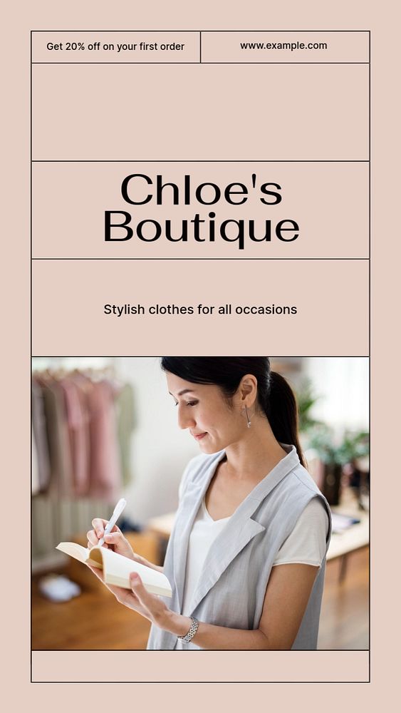 Chloe's boutique, fashion Instagram story template, editable social media design