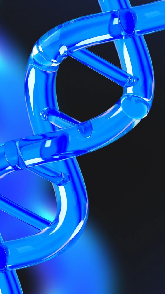 DNA helix blue mobile wallpaper, editable science remix design