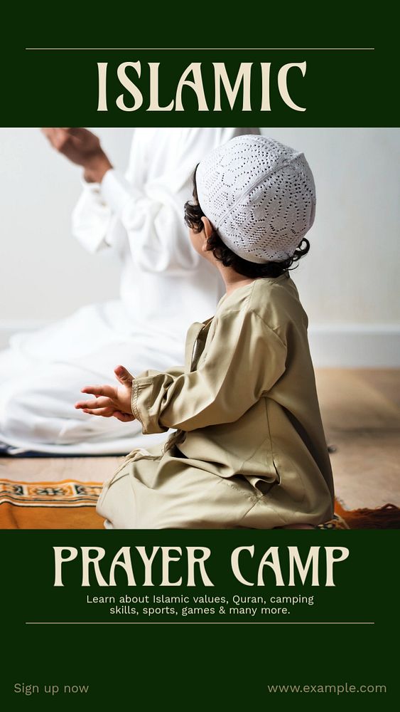 Islamic prayer camp Instagram story, editable social media design