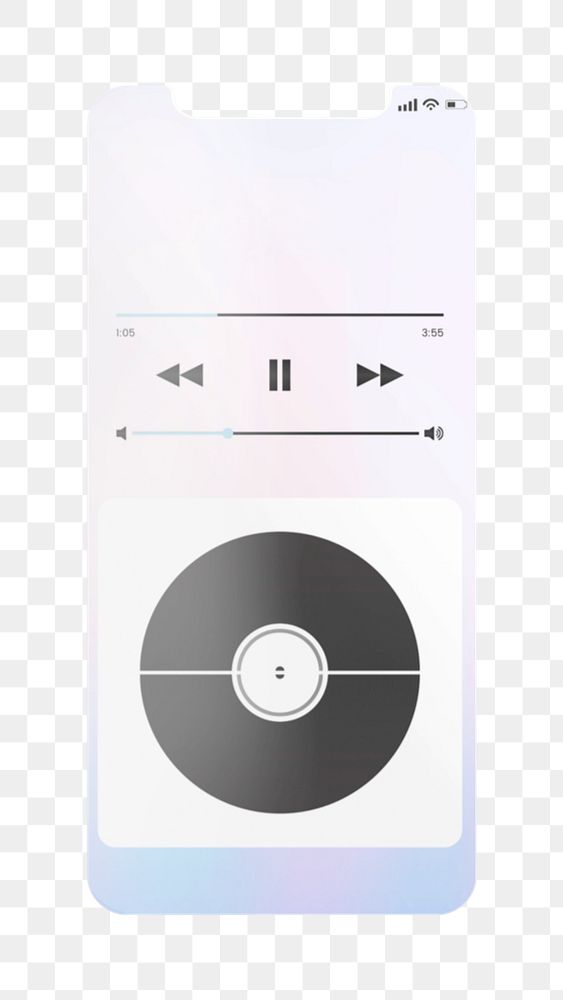 Smartphone screen mockup element, music app's user interface, editable design