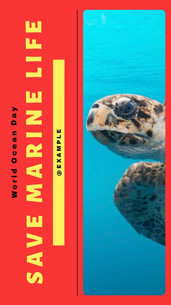 Turtle endangered ocean environment Instagram story, editable social media design