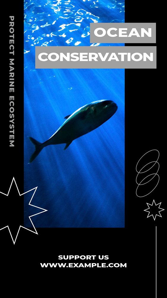 Ocean conservation Instagram story, editable social media design