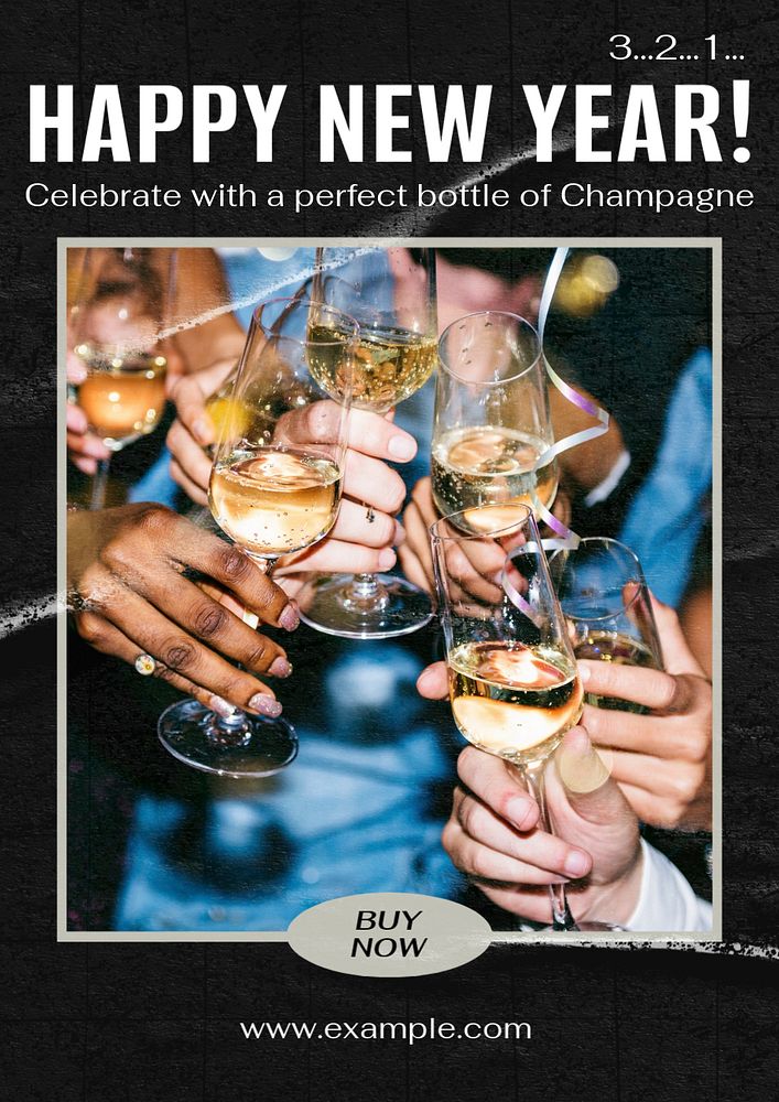 Champagne advertisement poster template, customizable design & text