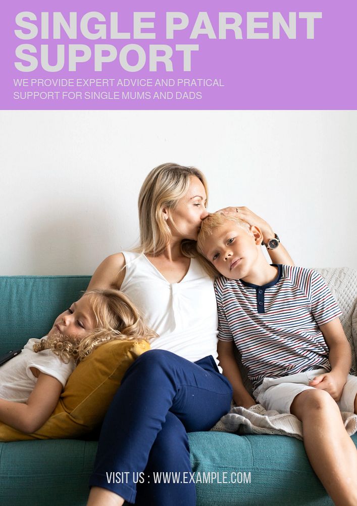 Charity for single parent families poster template, customizable design & text