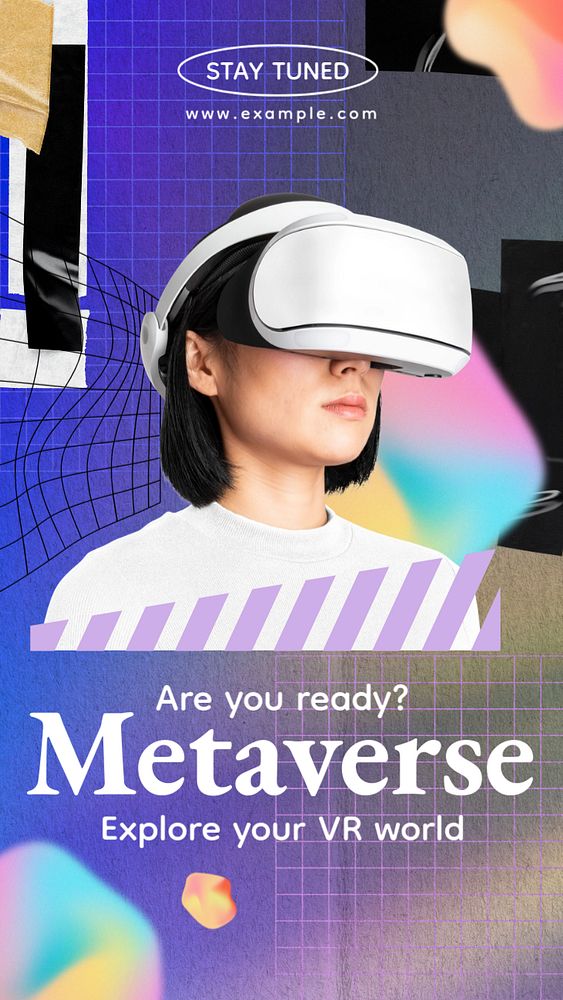 VR metaverse Instagram story template, editable design