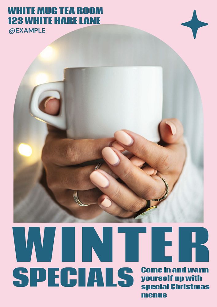 Winter special menu poster template, customizable design & text