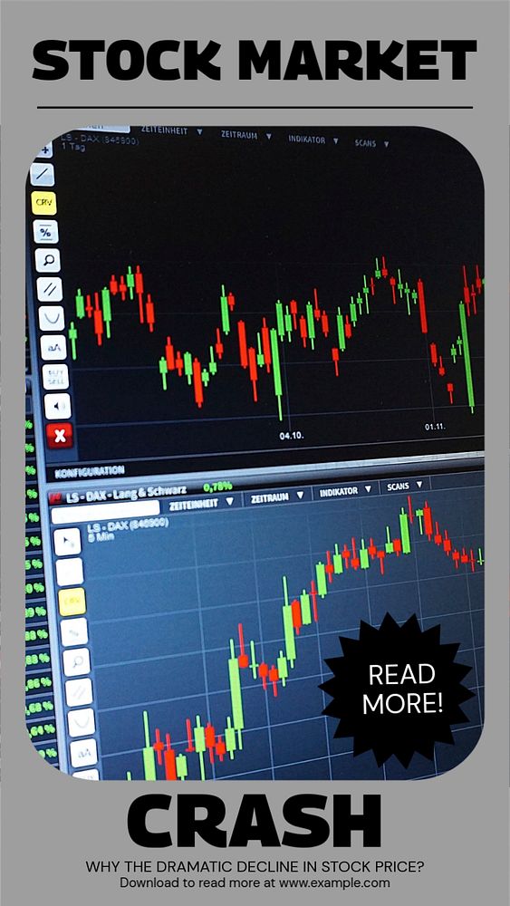 Stock market crash Instagram story, editable social media design