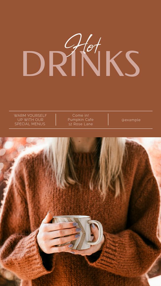 Hot drinks cafe Instagram story template, editable social media design