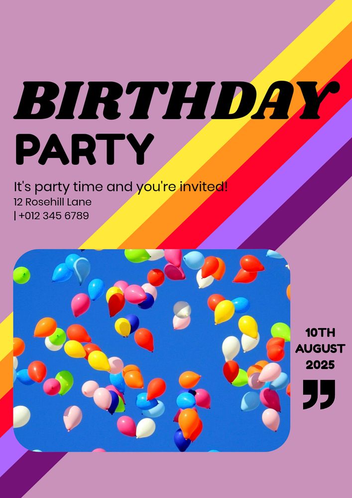 Birthday party poster template customizable Premium Editable Birthday party poster template customizable Premium Editable
