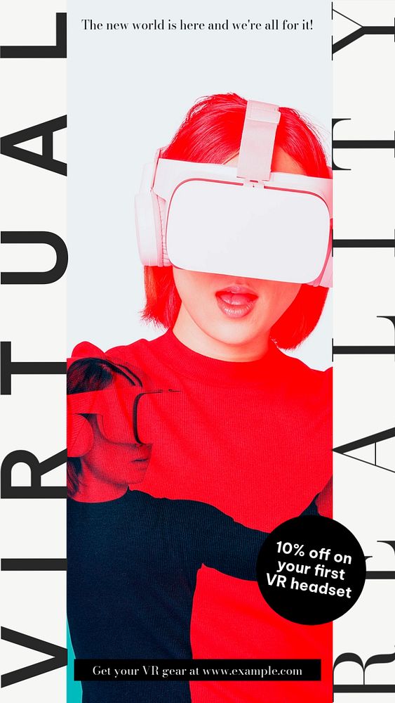 Virtual reality Instagram story template, editable social media design