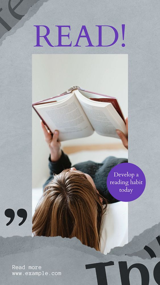 Reading habit Instagram story template, editable social media design