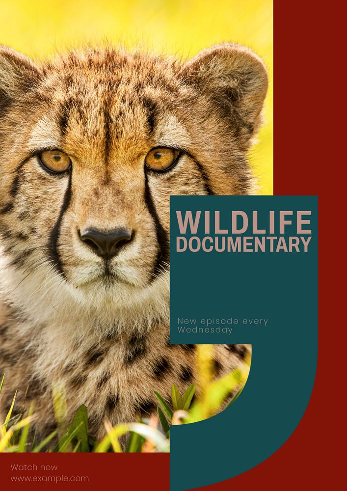 Wildlife documentary poster template, customizable design & text