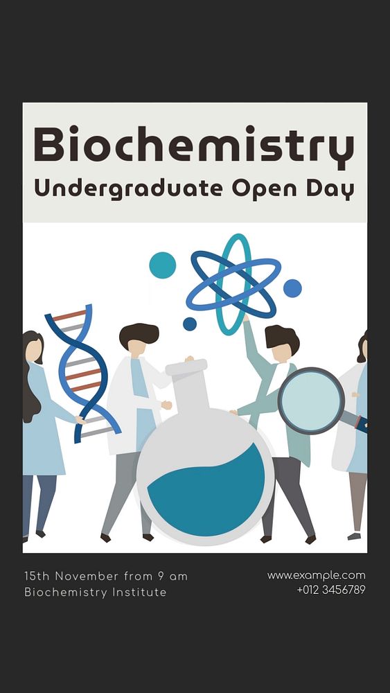 Biochemistry open day Instagram story template, editable social media design