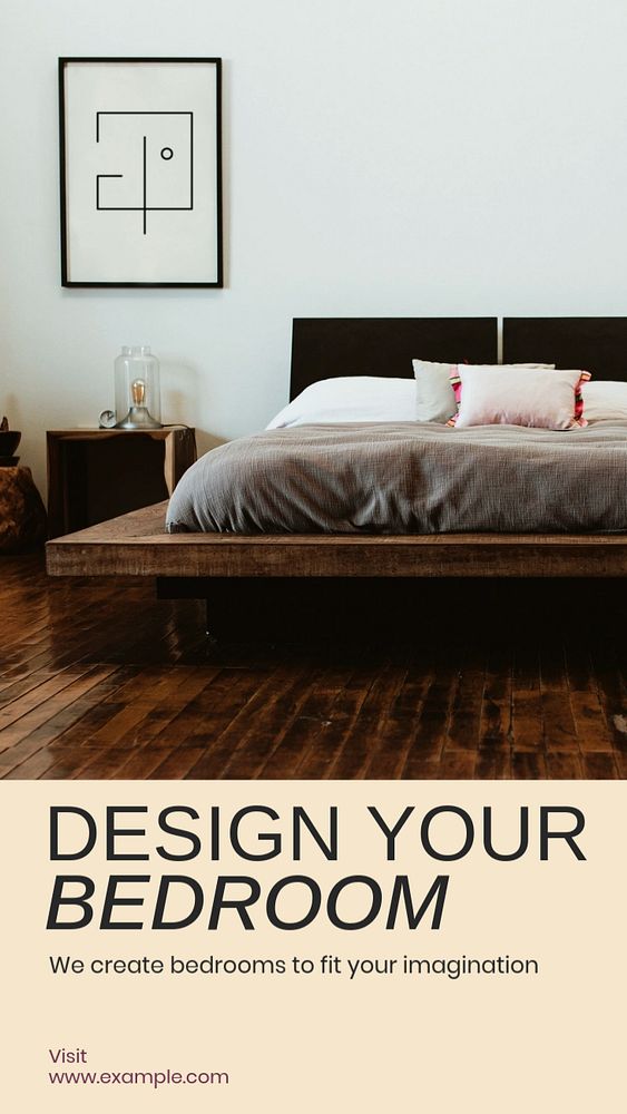 Bedroom design Instagram story template, editable social media design