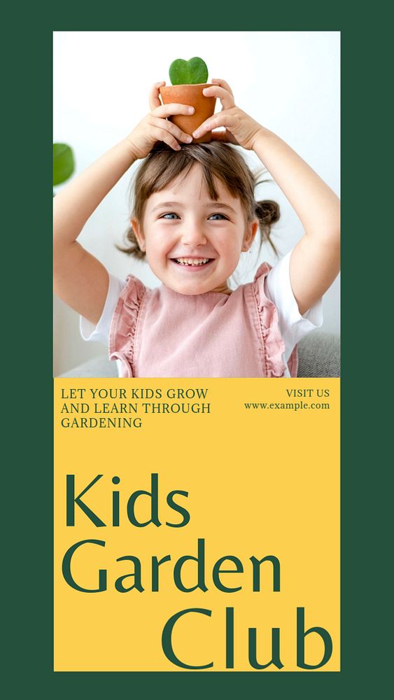 Kids garden club Instagram story template, editable social media design