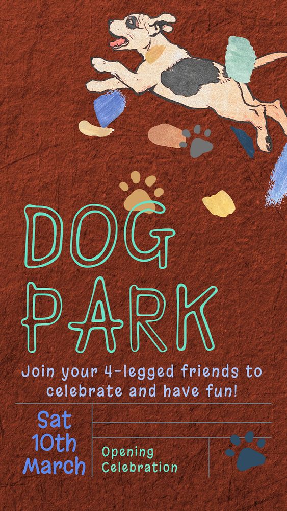 Dog park Facebook story template, editable design