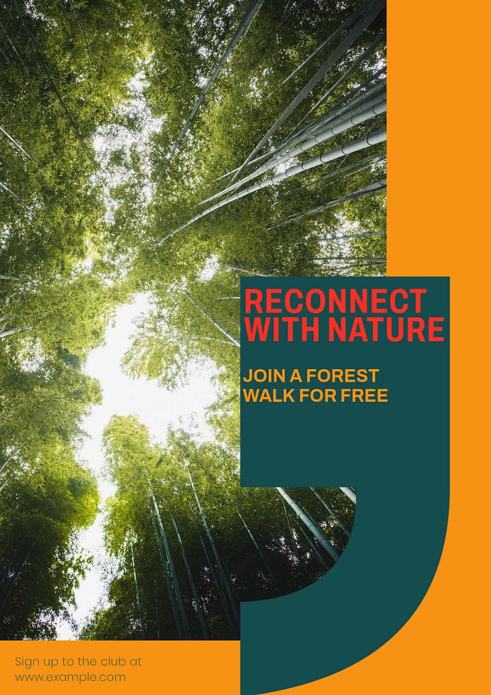 Nature walk poster template, customizable design & text