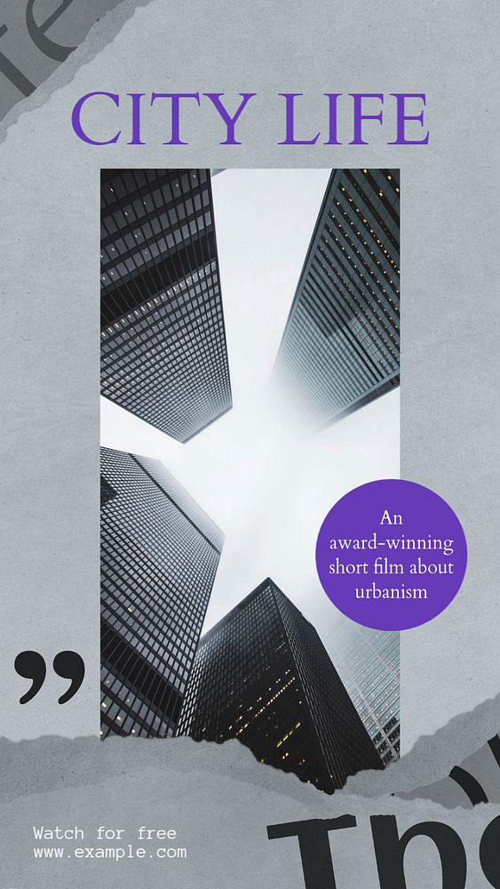 City life film Instagram story template, editable social media design