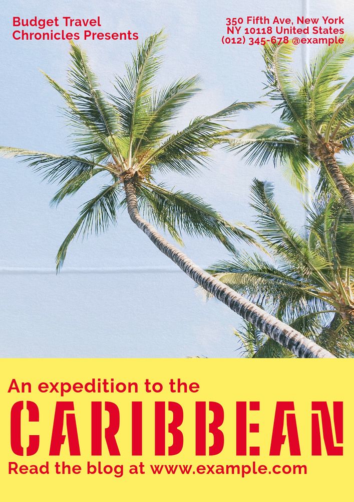 Caribbean travel tourism poster template, customizable design & text