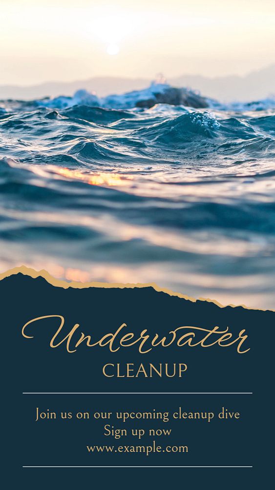 Underwater cleanup Instagram story template, editable social media design