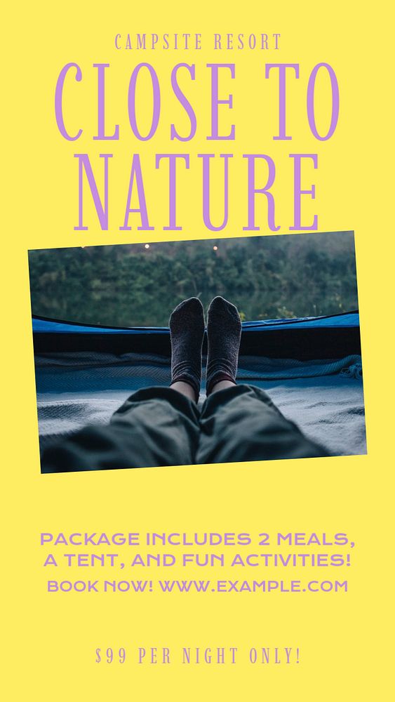 Camping package story template, editable social media design