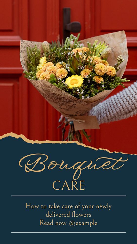 Bouquet care Instagram story template, editable social media design