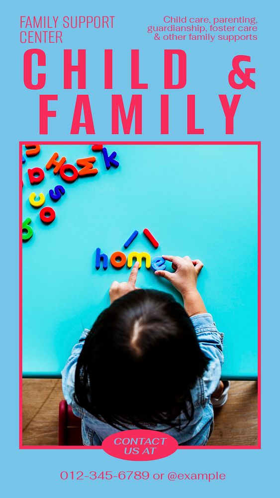 Child & family support story template, editable social media design