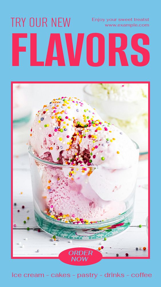 New flavors story template, editable social media design