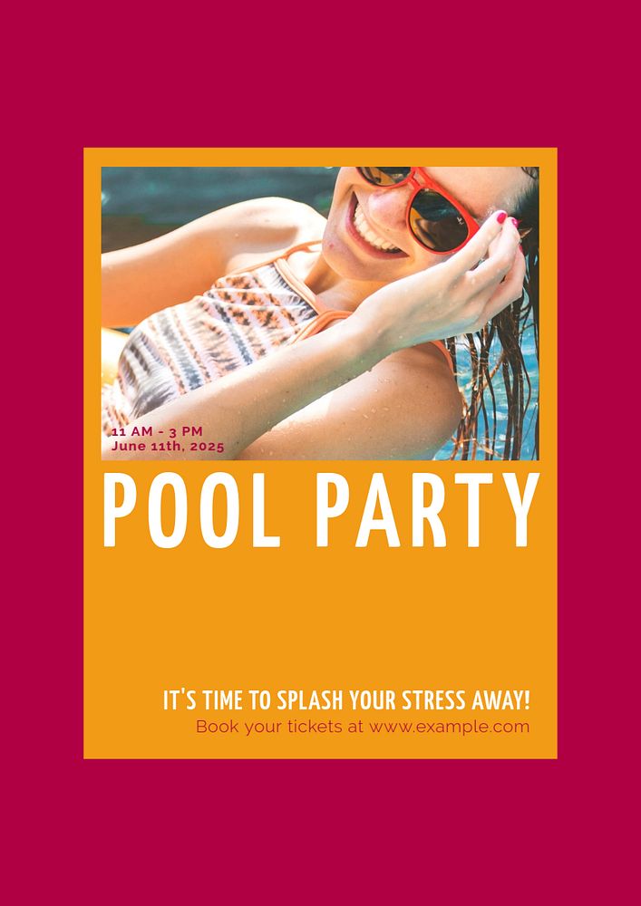 Pool party editable poster template