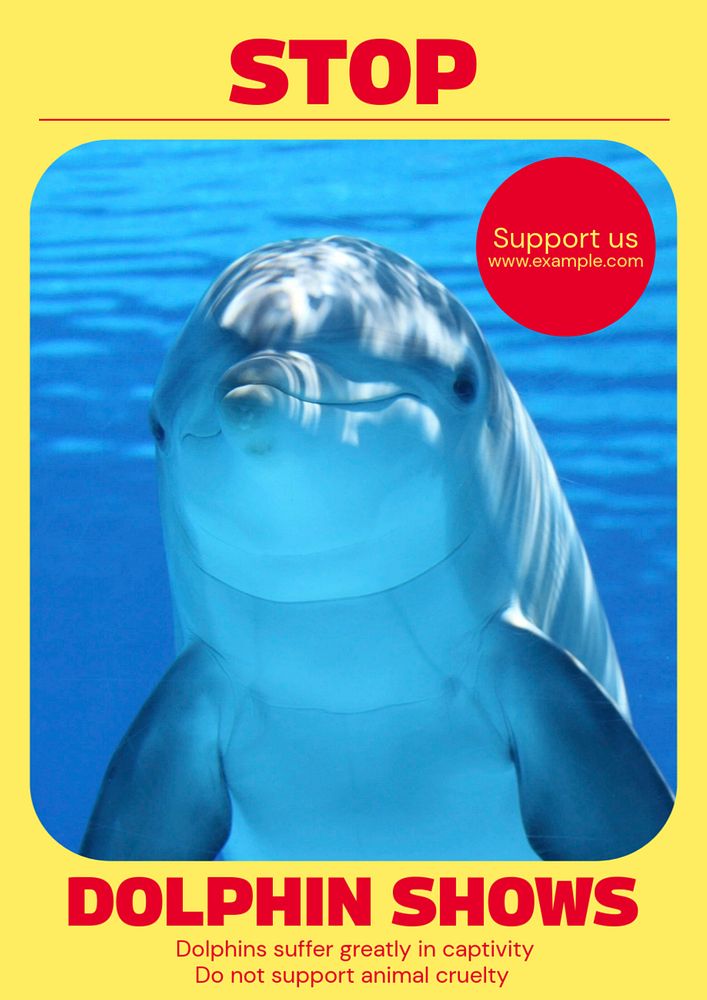 Stop dolphin show poster template, customizable design & text