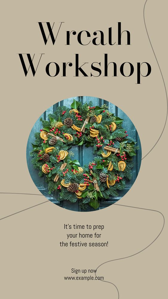 Wreath workshop Instagram story template, editable social media design