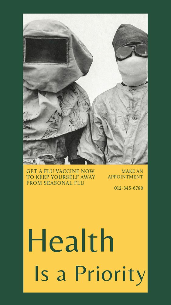 Flu vaccine Instagram story template, editable social media design