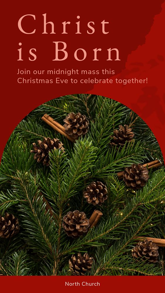 Christmas eve mass Instagram story template, editable social media design