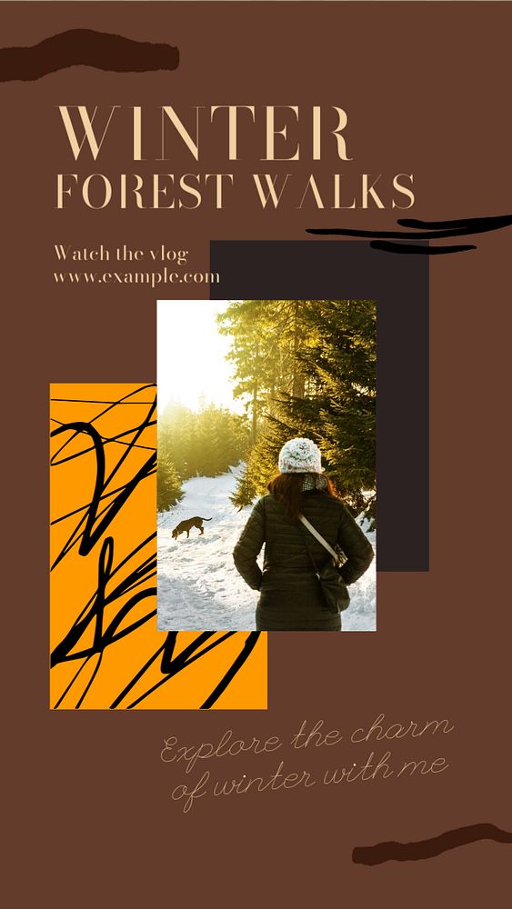 Winter forest walk Instagram story template, editable social media design