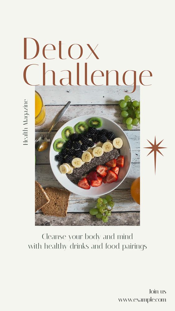 Detox challenge Instagram story template, editable social media design