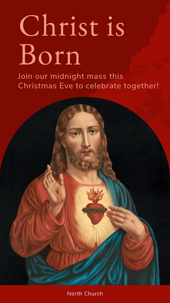 Christmas eve mass Instagram story template, editable social media design