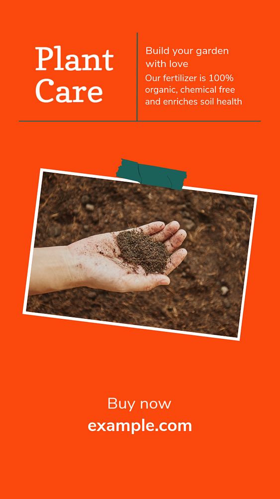 Plant care story template, editable social media design