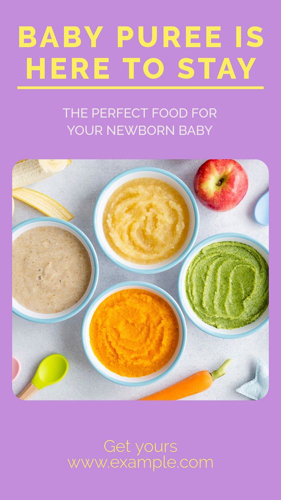 Baby puree story template, editable social media design