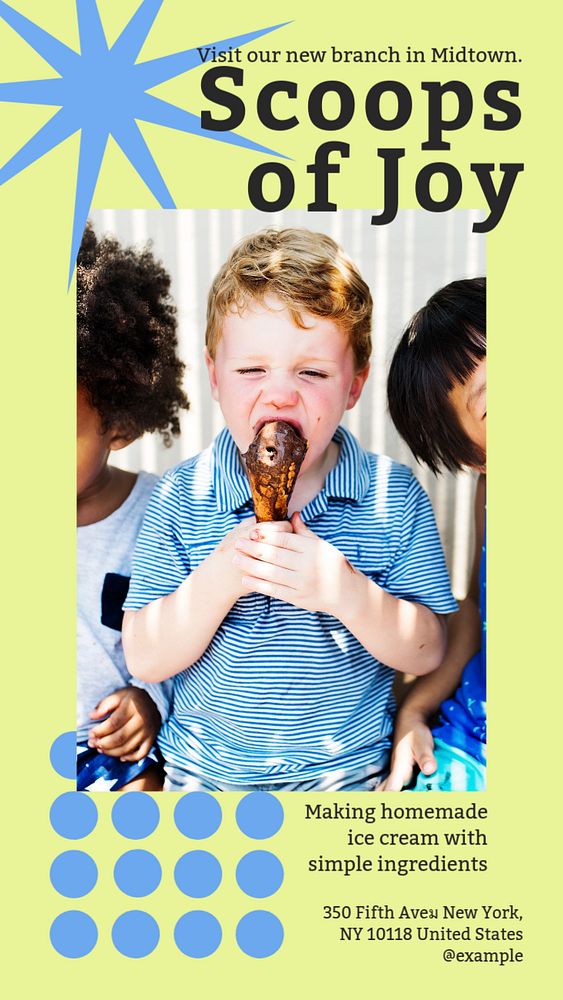 Scoops of joy story template, editable social media design